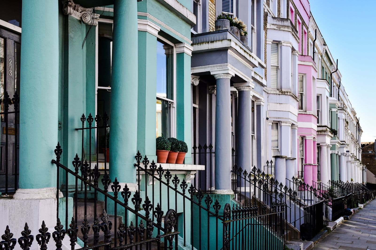 Colourful row of terraced houses