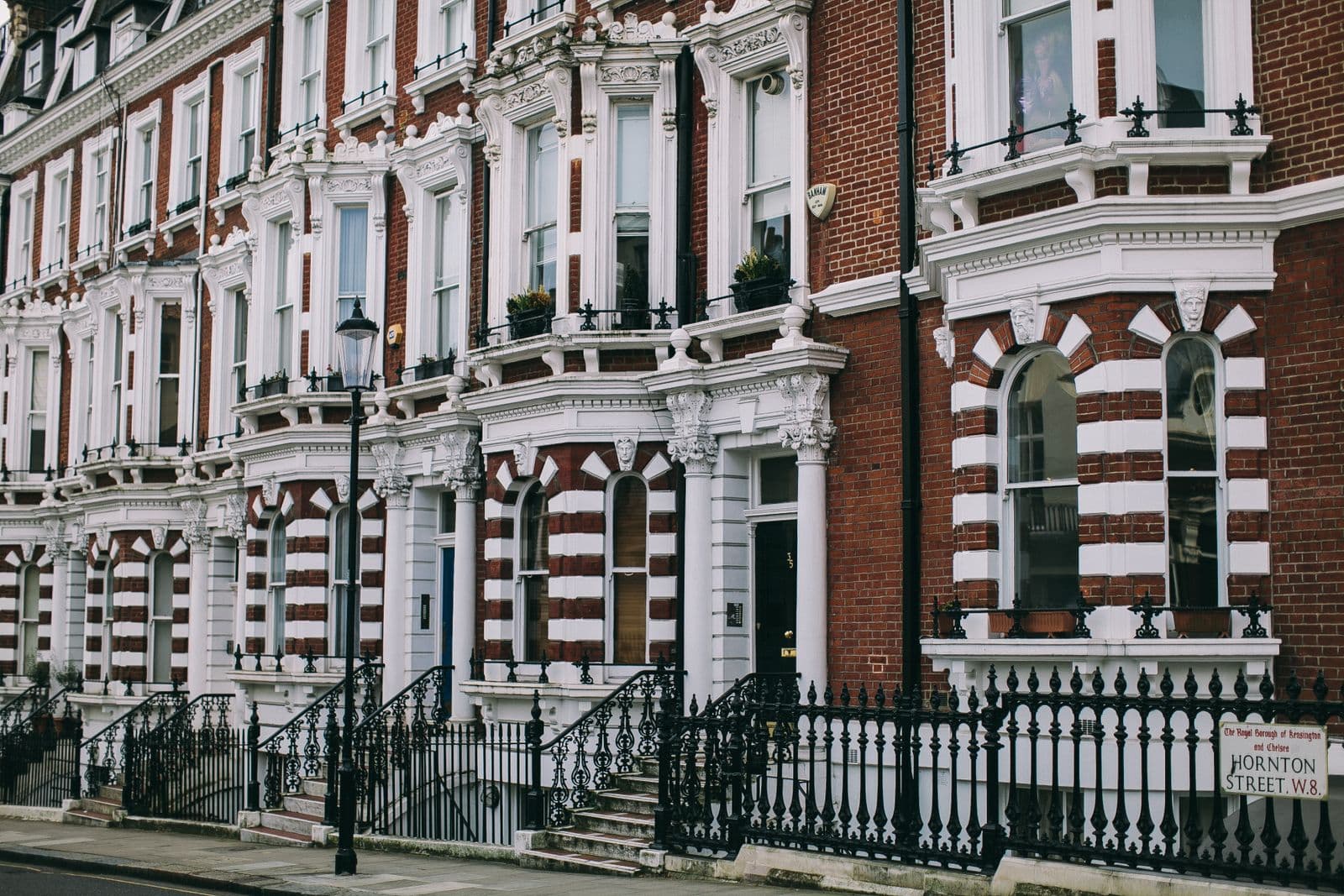 Row of classic Victorian townhouses