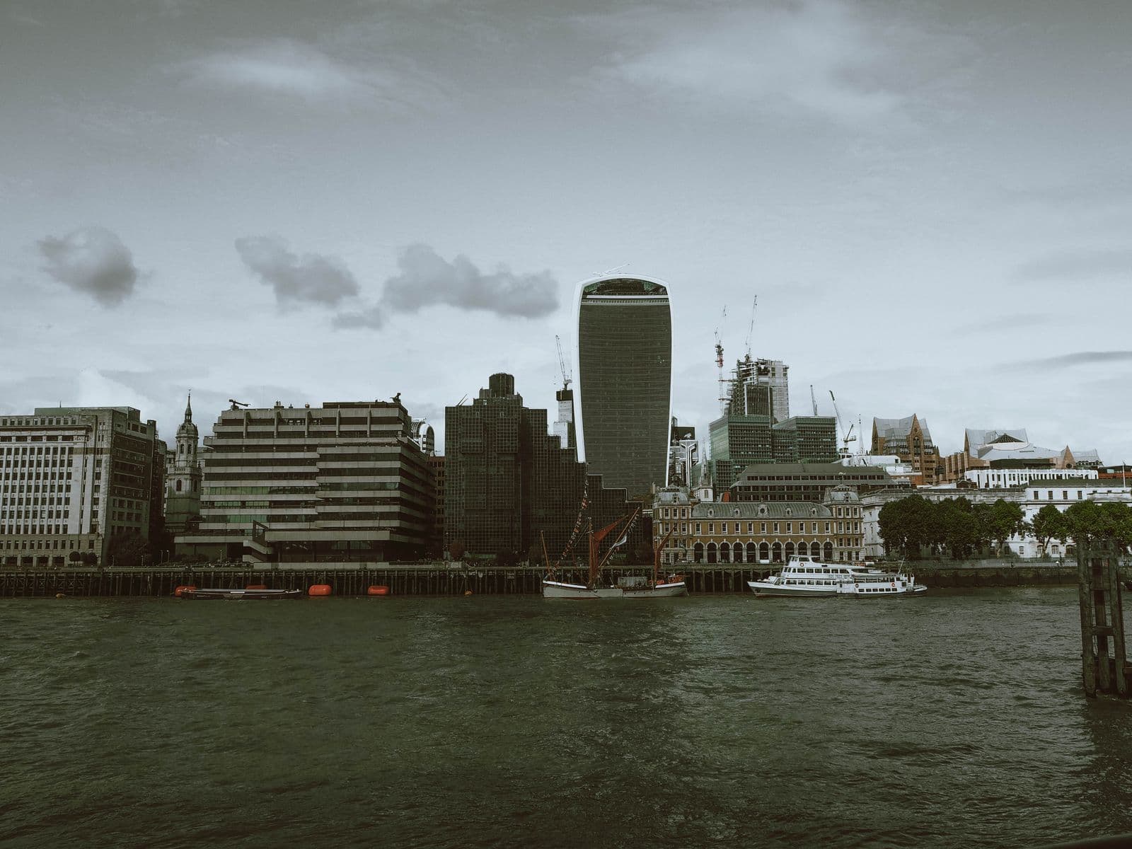 City skyline along the Thames waterfront